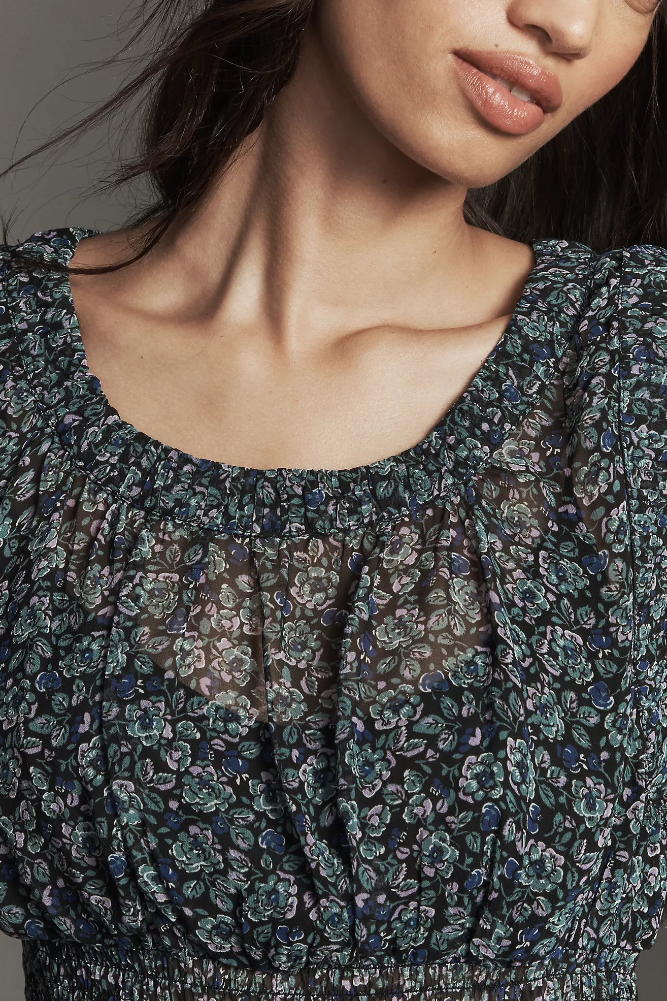 By Anthropologie Smocked Chiffon Tank Top