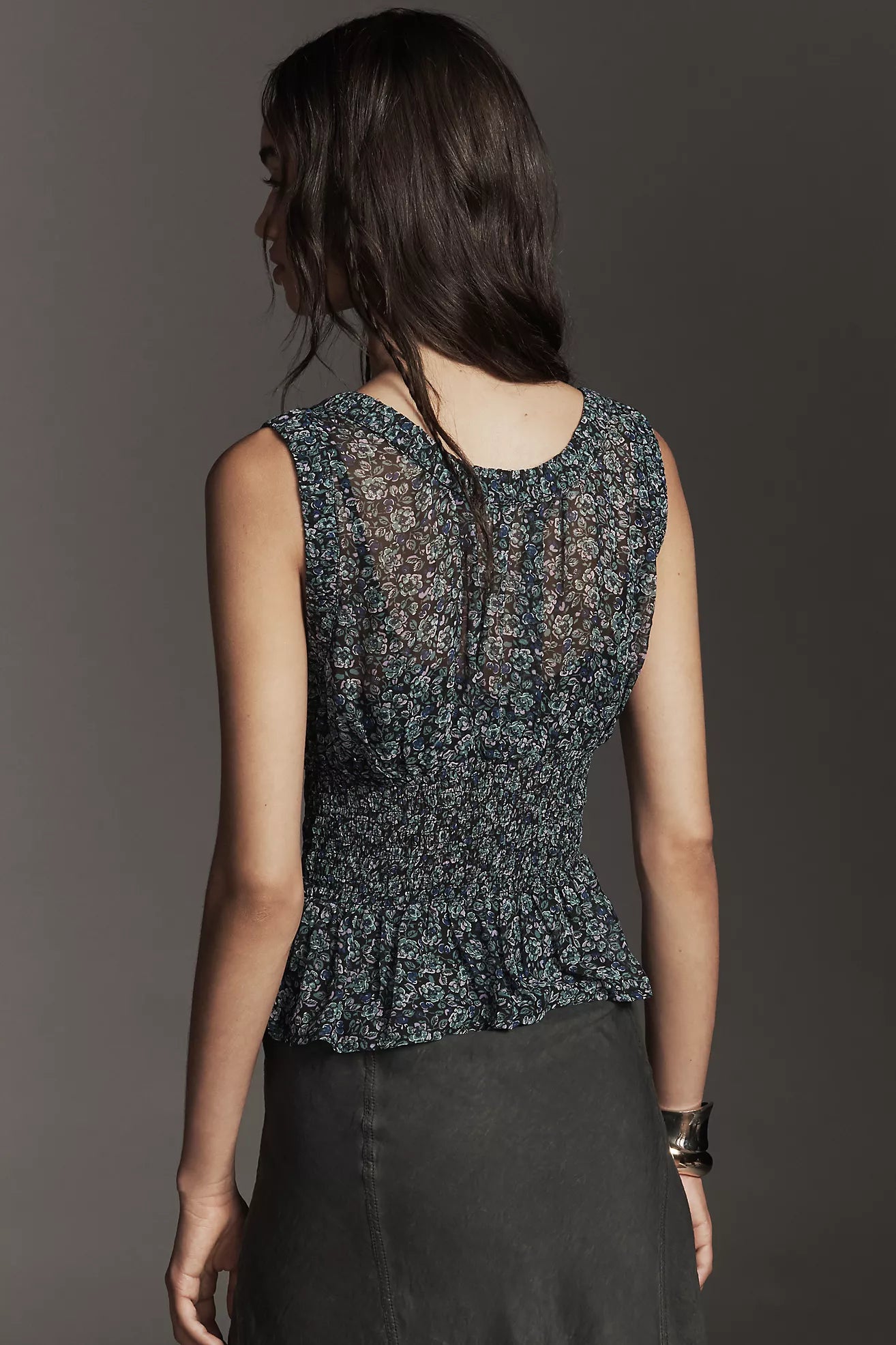 By Anthropologie Smocked Chiffon Tank Top