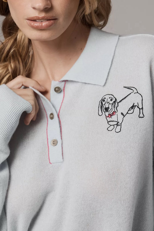 The Jensen Cashmere Crop Polo Sweater by Pilcro