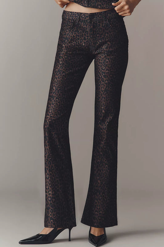 Pilcro High-Rise Animal-Print Flare Jeans