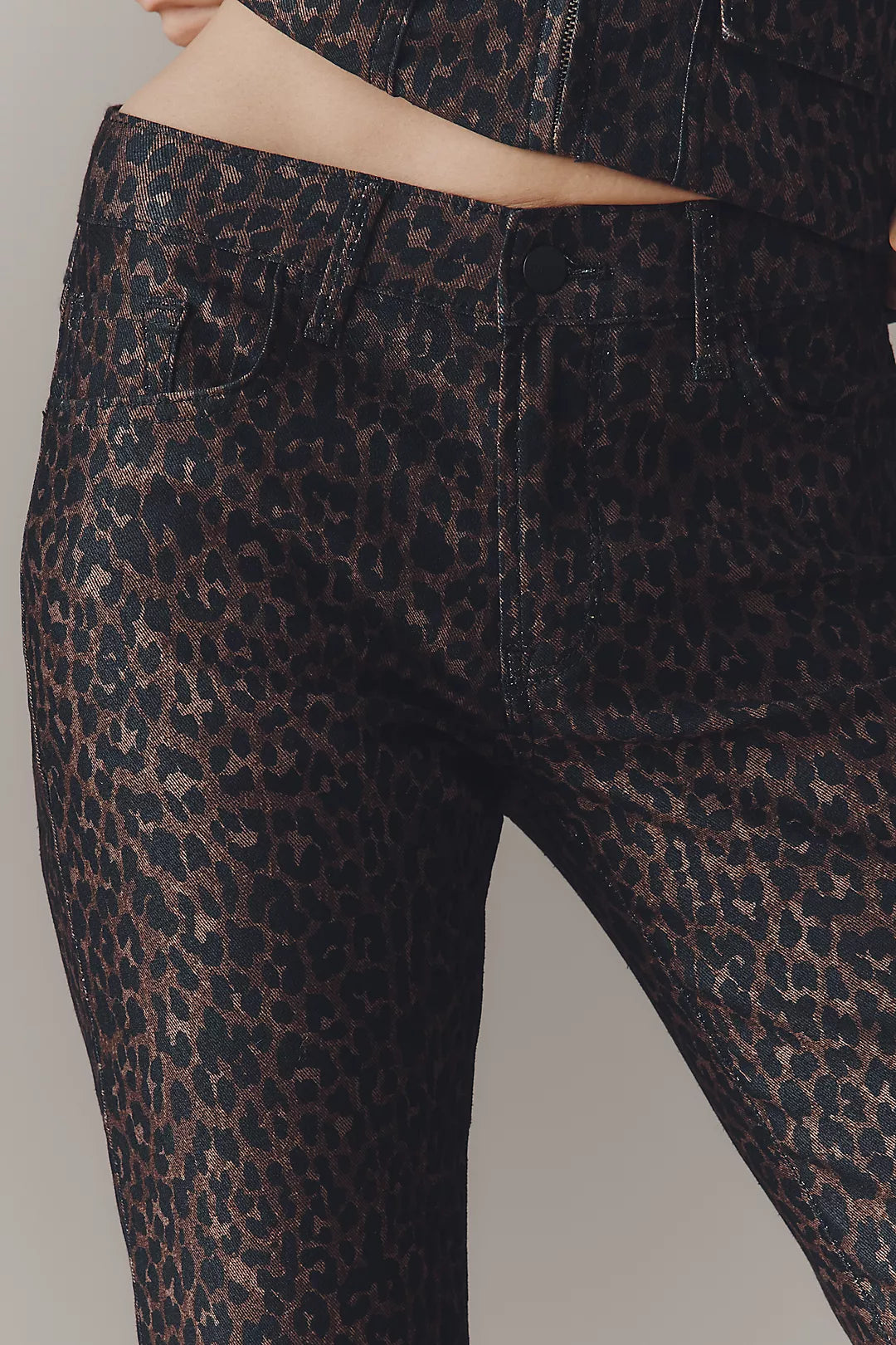 Pilcro High-Rise Animal-Print Flare Jeans