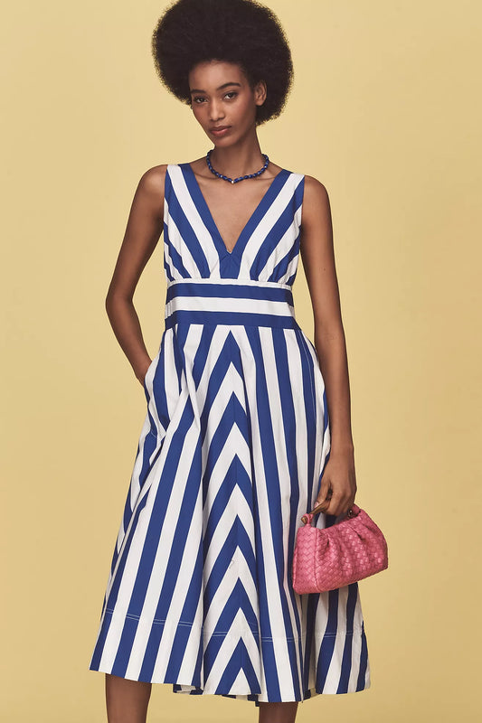 By Anthropologie V-Neck Sleeveless Fit & Flare Midi Dress