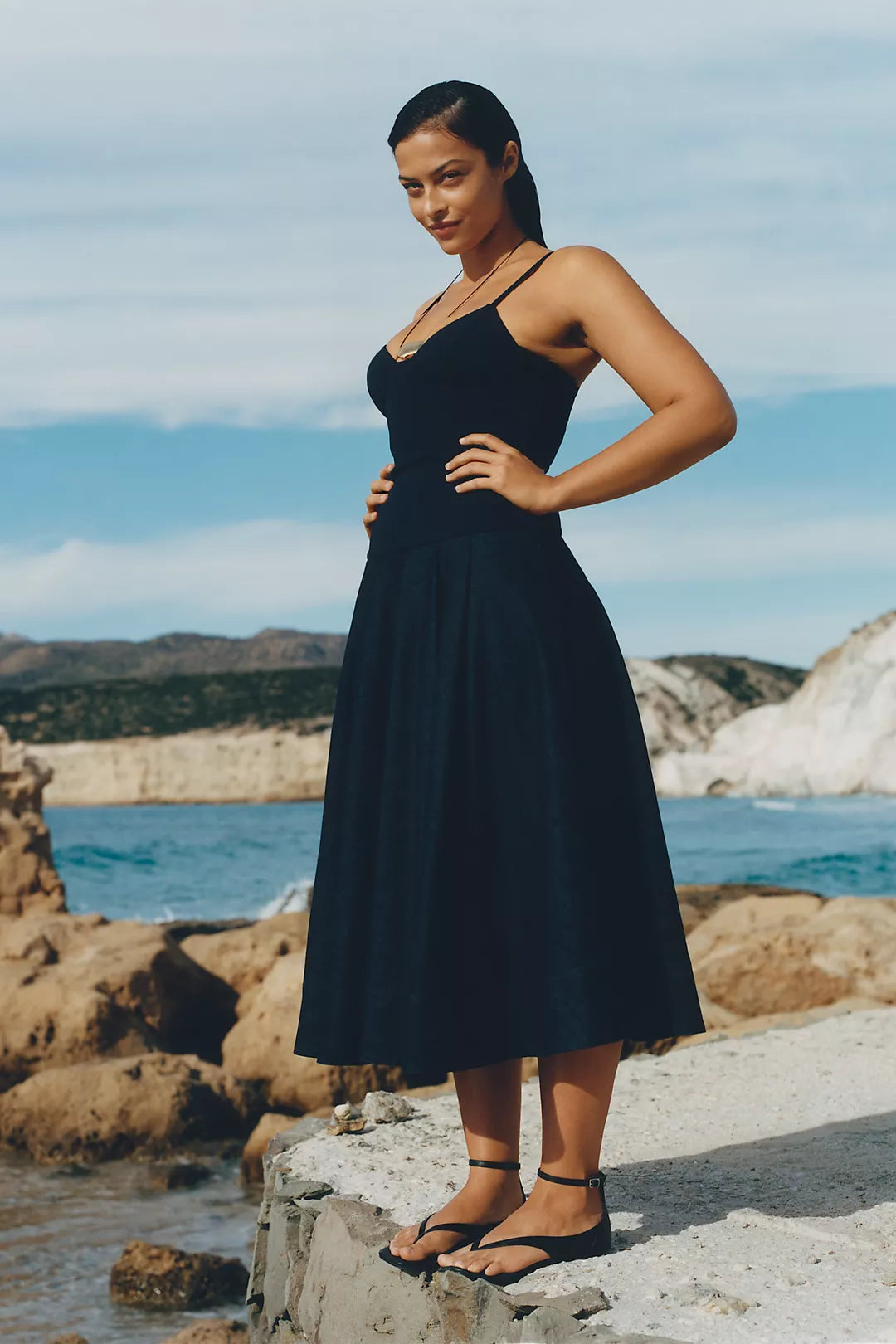 Mare Mare Knit Denim Twofer Midi Dress