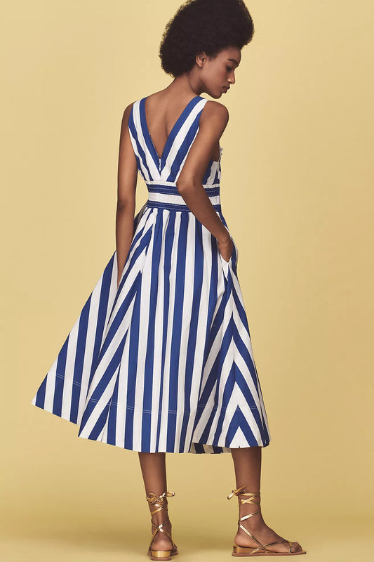 By Anthropologie V-Neck Sleeveless Fit & Flare Midi Dress
