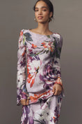 Load image into Gallery viewer, Kachel Long-Sleeve Printed Slip Maxi Dress
