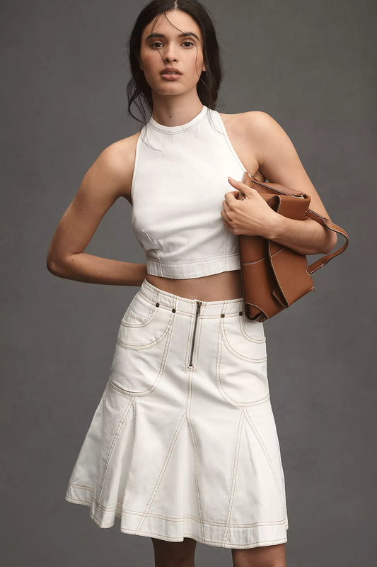 Pilcro Fluted Knee-Length Skirt