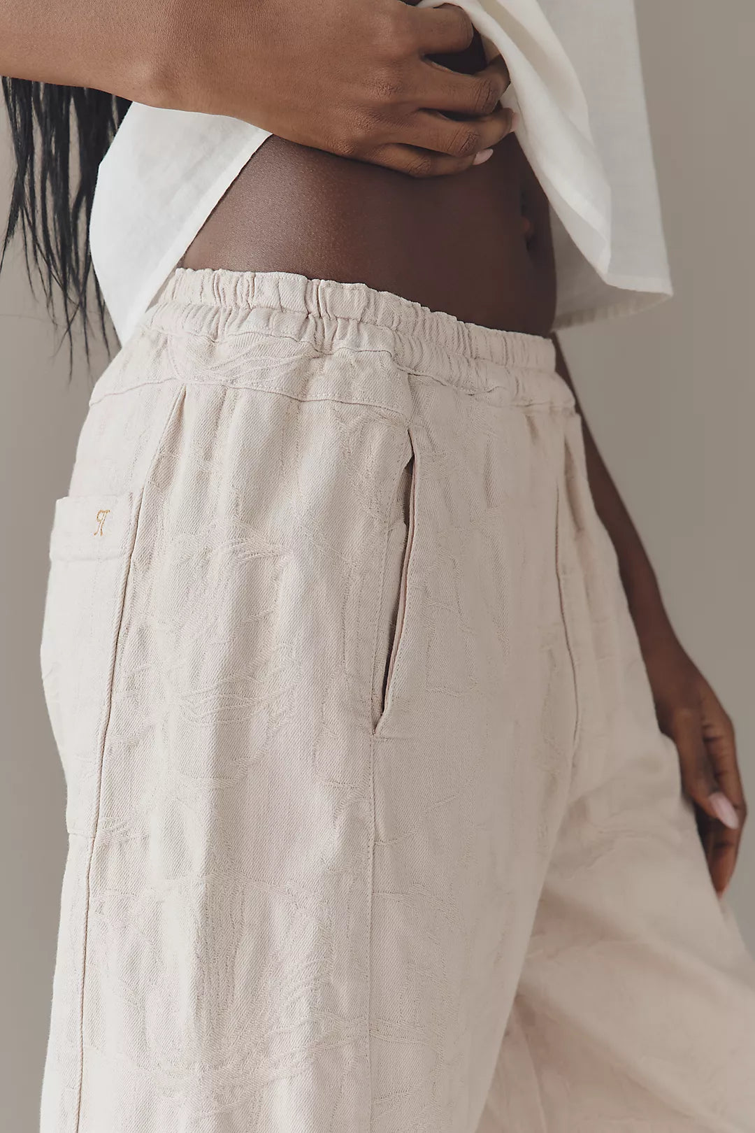 Izzie Relaxed Pull-On Barrel Pants by Pilcro: Jacquard Edition