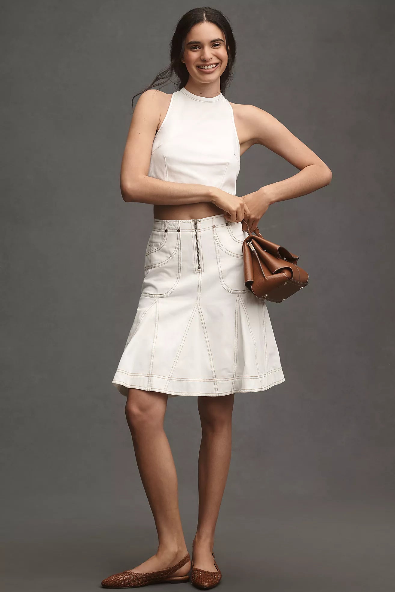 Pilcro Fluted Knee-Length Skirt