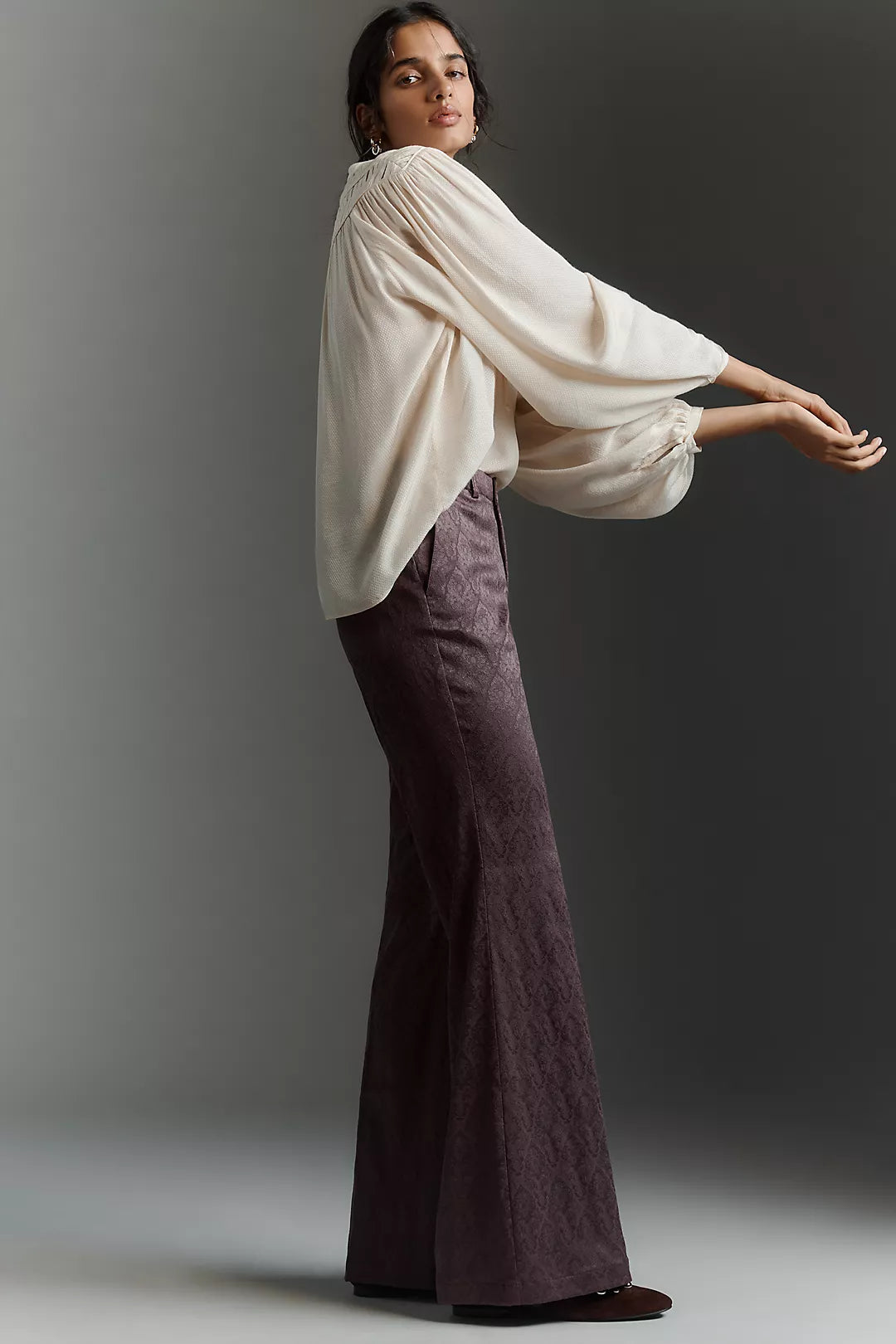 By Anthropologie Whimsical Brocade Flare Pants