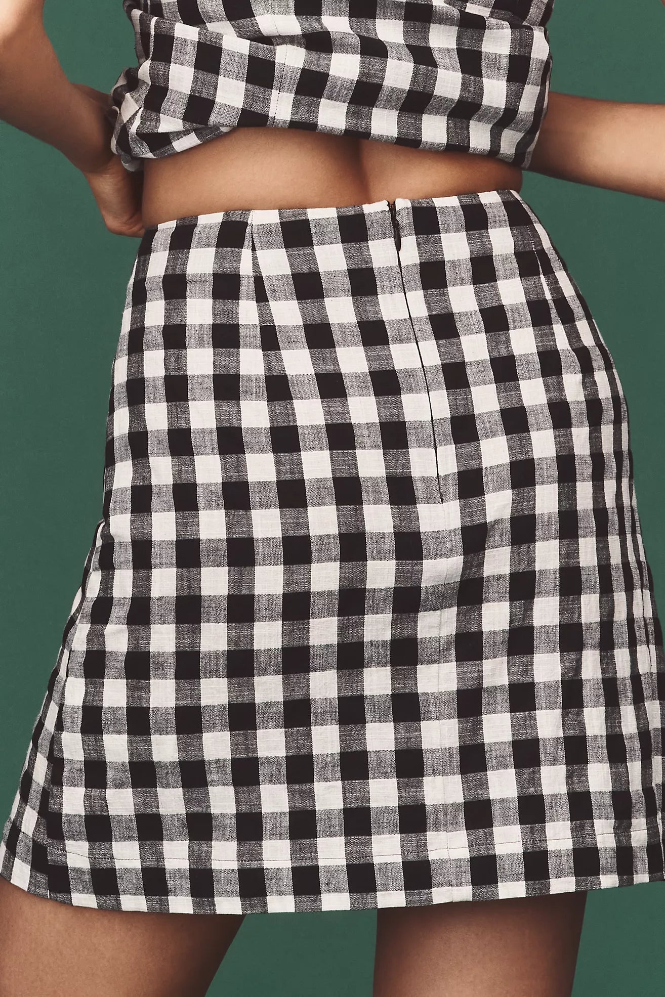 Maeve Linen-Blend Gingham Mini Skirt