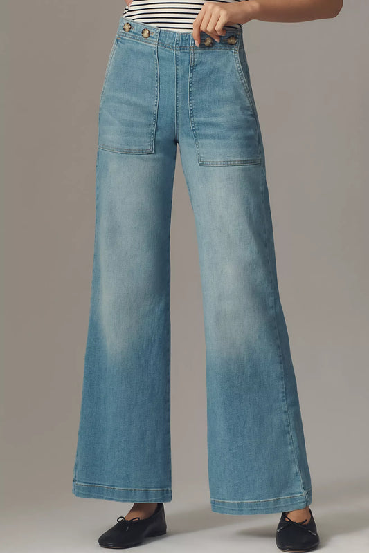 The Kit High-Rise Wide-Leg Utility Trouser Jeans by Pilcro