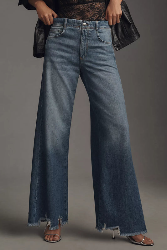 The Adi Regenerative Cotton Mid-Rise Flare Jeans by Pilcro
