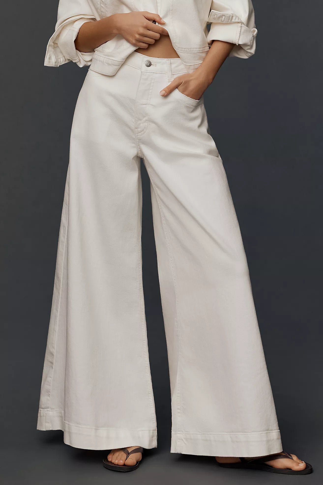 The Olli Regenerative Cotton High-Rise Wide-Leg Flare Jeans by Pilcro