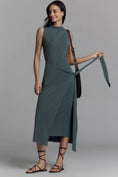 Load image into Gallery viewer, Good American x Anthropologie Sleeveless Mock-Neck Ribbed Knit Wrap Dress
