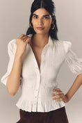 Load image into Gallery viewer, By Anthropologie Smocked Buttondown Top
