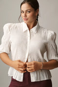 Load image into Gallery viewer, By Anthropologie Smocked Buttondown Top
