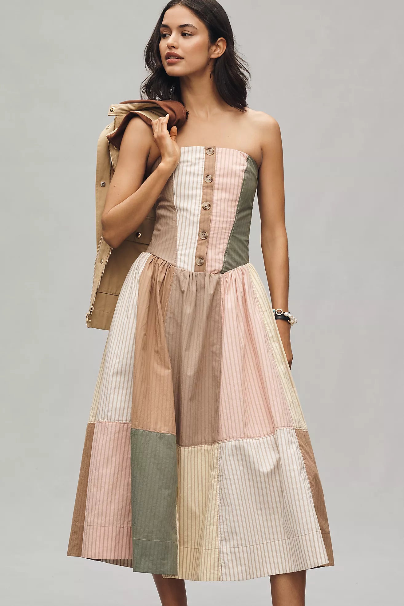 Maeve Strapless Drop-Waist A-Line Midi Dress