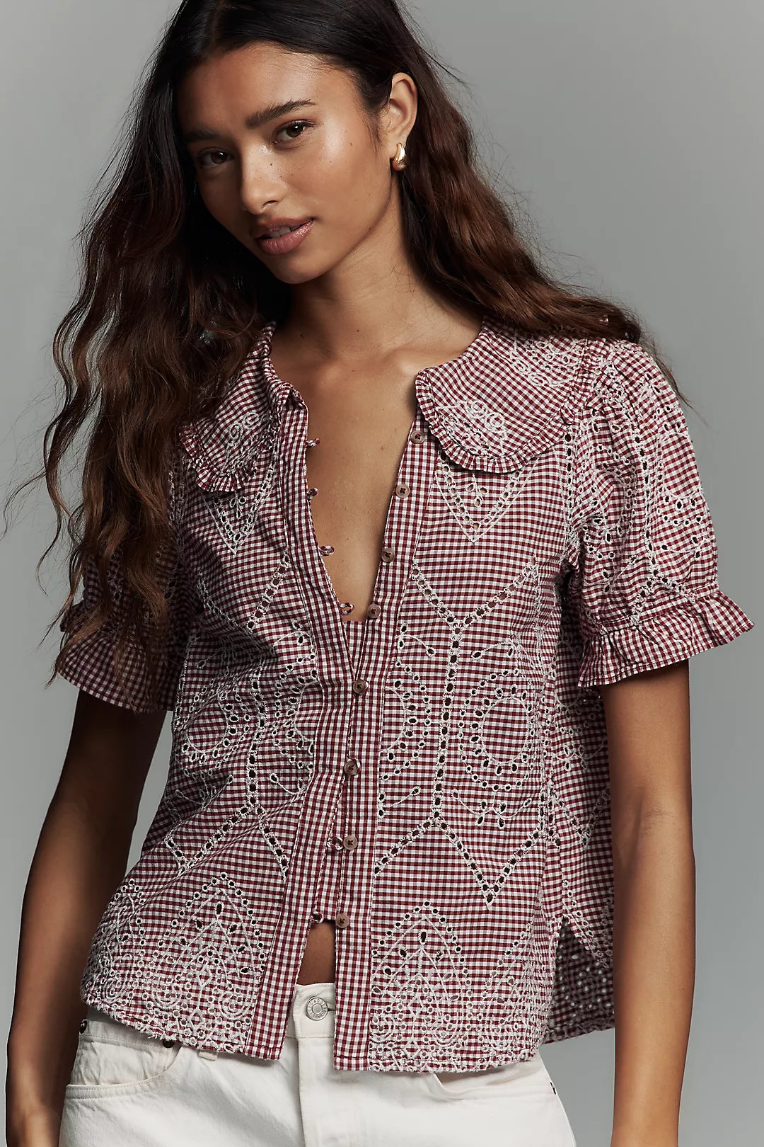 The Keira Gingham Blouse by Pilcro