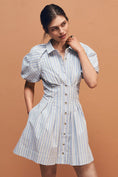 Load image into Gallery viewer, By Anthropologie Puff-Sleeve Mini Shirt Dress
