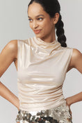 Load image into Gallery viewer, Maeve Mock-Neck Ruched Shine Tank
