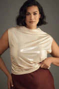 Load image into Gallery viewer, Maeve Mock-Neck Ruched Shine Tank

