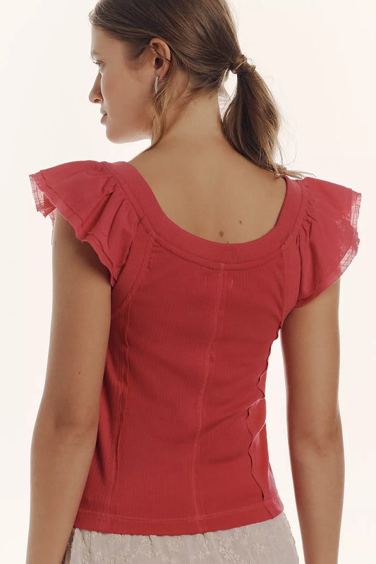 Pilcro Flutter-Sleeve Sport Tank