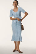 Load image into Gallery viewer, Maeve Fit & Flare Scallop Midi Skirt

