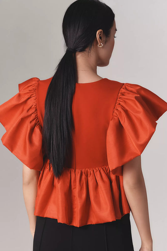 Sunday in Brooklyn Short-Sleeve V-Neck Babydoll Blouse