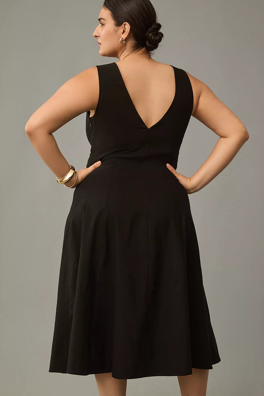By Anthropologie Sleeveless V-Neck Button-Front Midi Dress