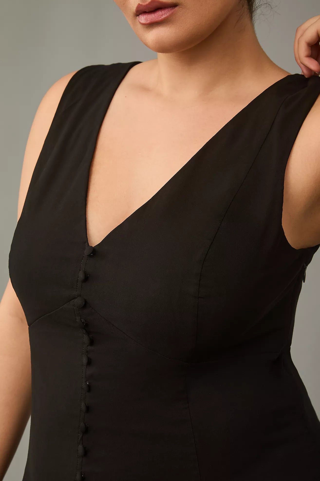 By Anthropologie Sleeveless V-Neck Button-Front Midi Dress