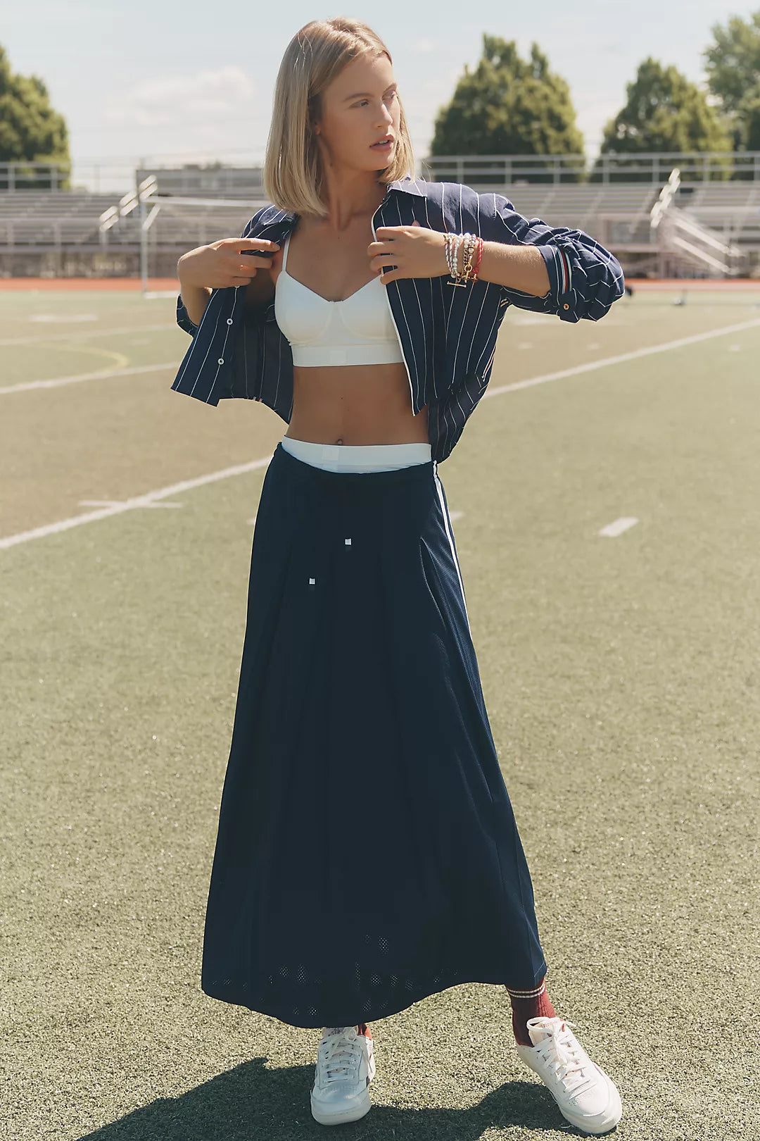 The Upside Loren Pleated Midi Skirt