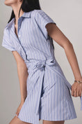 Load image into Gallery viewer, Mave Button-Front Wrap Mini Shirt Dress
