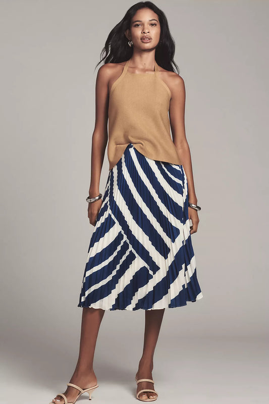 The Valerie Pleated Midi Skirt by Maeve