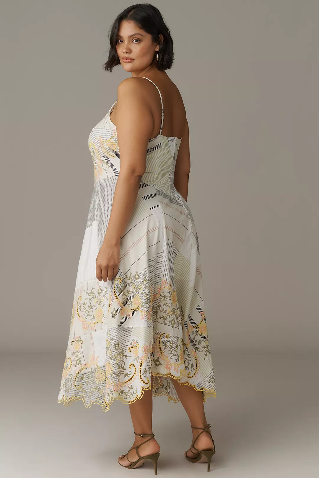 By Anthropologie Sleeveless V-Neck Asymmetric Midi Dress