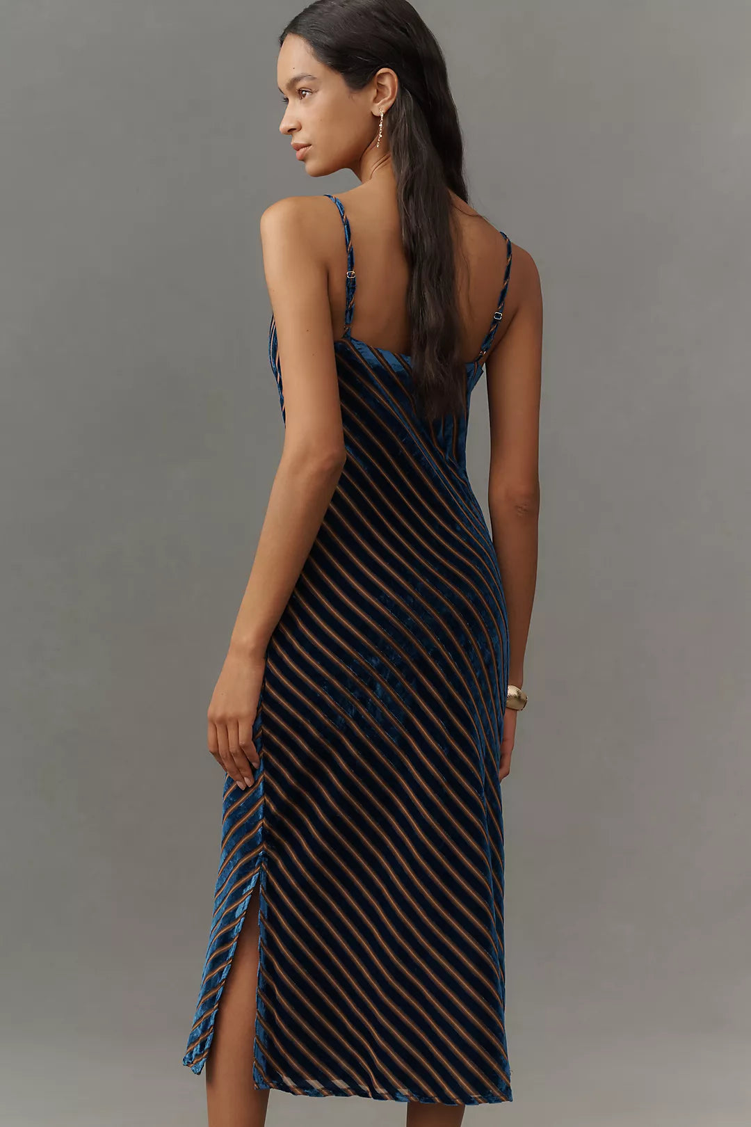 By Anthropologie Burnout Bias-Cut Slim Midi Dress