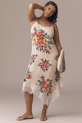Load image into Gallery viewer, By Anthropologie Sleeveless V-Neck Lace Slip Midi Dress
