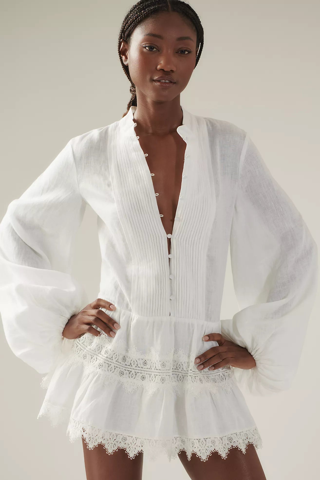 Bardot Antonia Long-Sleeve Lace Mini Dress