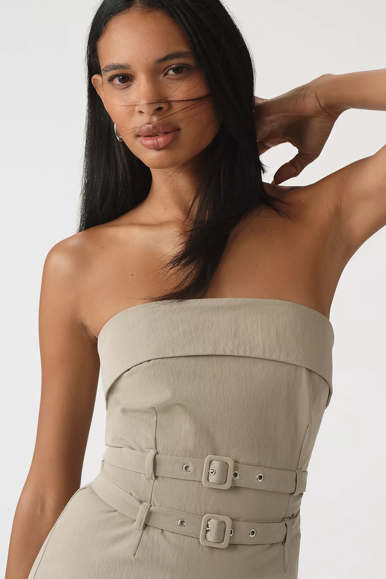 Maeve Strapless Belted Midi Dress katie + hubbell Maeve Strapless Belted Midi Dress katie + hubbell