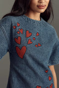 Load image into Gallery viewer, Dhruv Kapoor Short-Sleeve Embroidered Heart Denim Mini Dress
