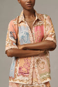 Load image into Gallery viewer, Ranna Gill Tropical Print Linen Collared Blouse
