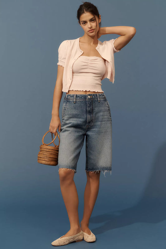 The Lonnie High-Rise Denim Bermuda Shorts