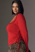 Load image into Gallery viewer, Maeve Long-Sleeve Scoop-Neck Ruched Top
