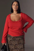 Load image into Gallery viewer, Maeve Long-Sleeve Scoop-Neck Ruched Top
