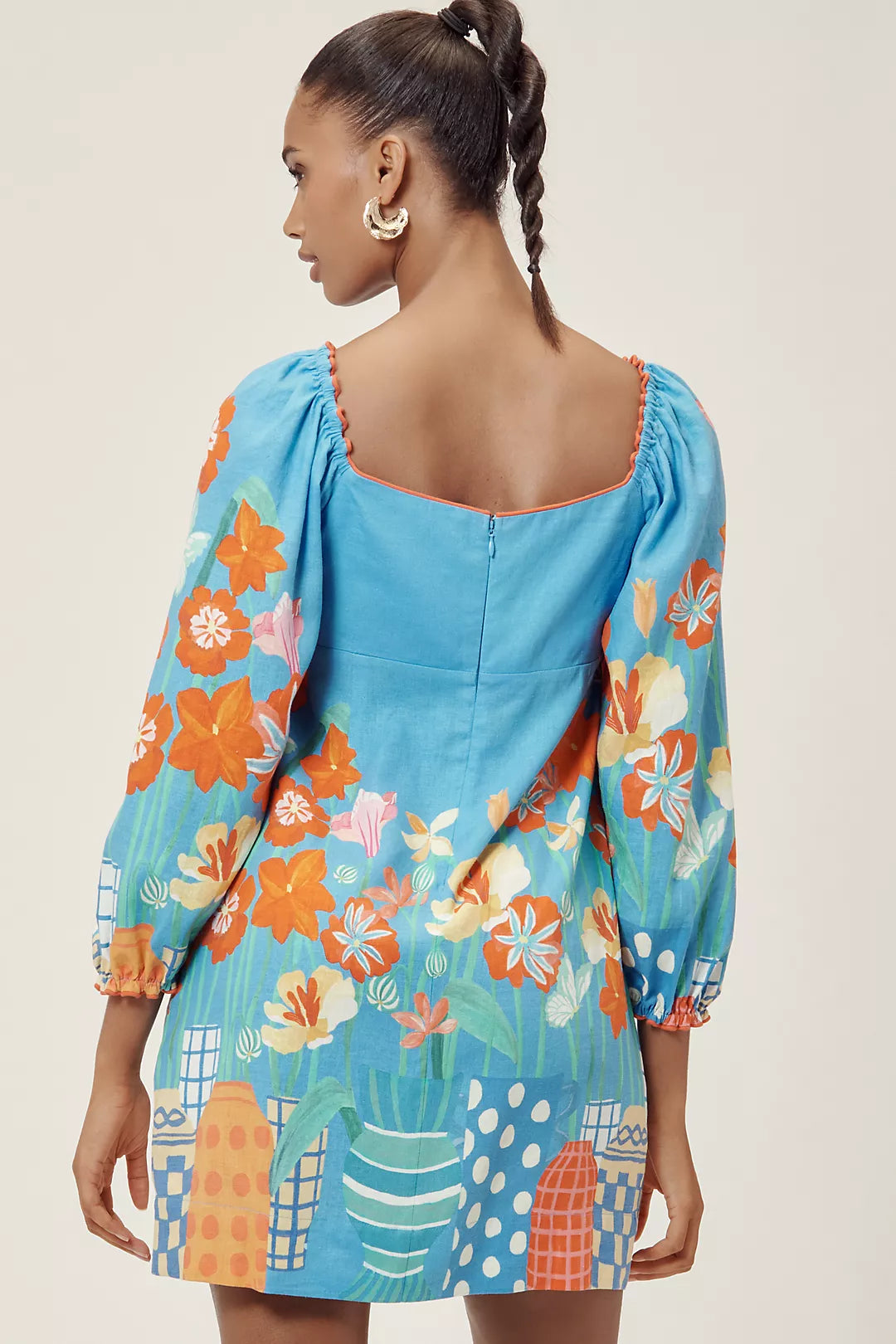 Farm Rio x Anthropologie Linen Blend Printed Mini Dress