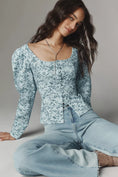Load image into Gallery viewer, By Anthropologie Waisted Puff-Sleeve Blouse
