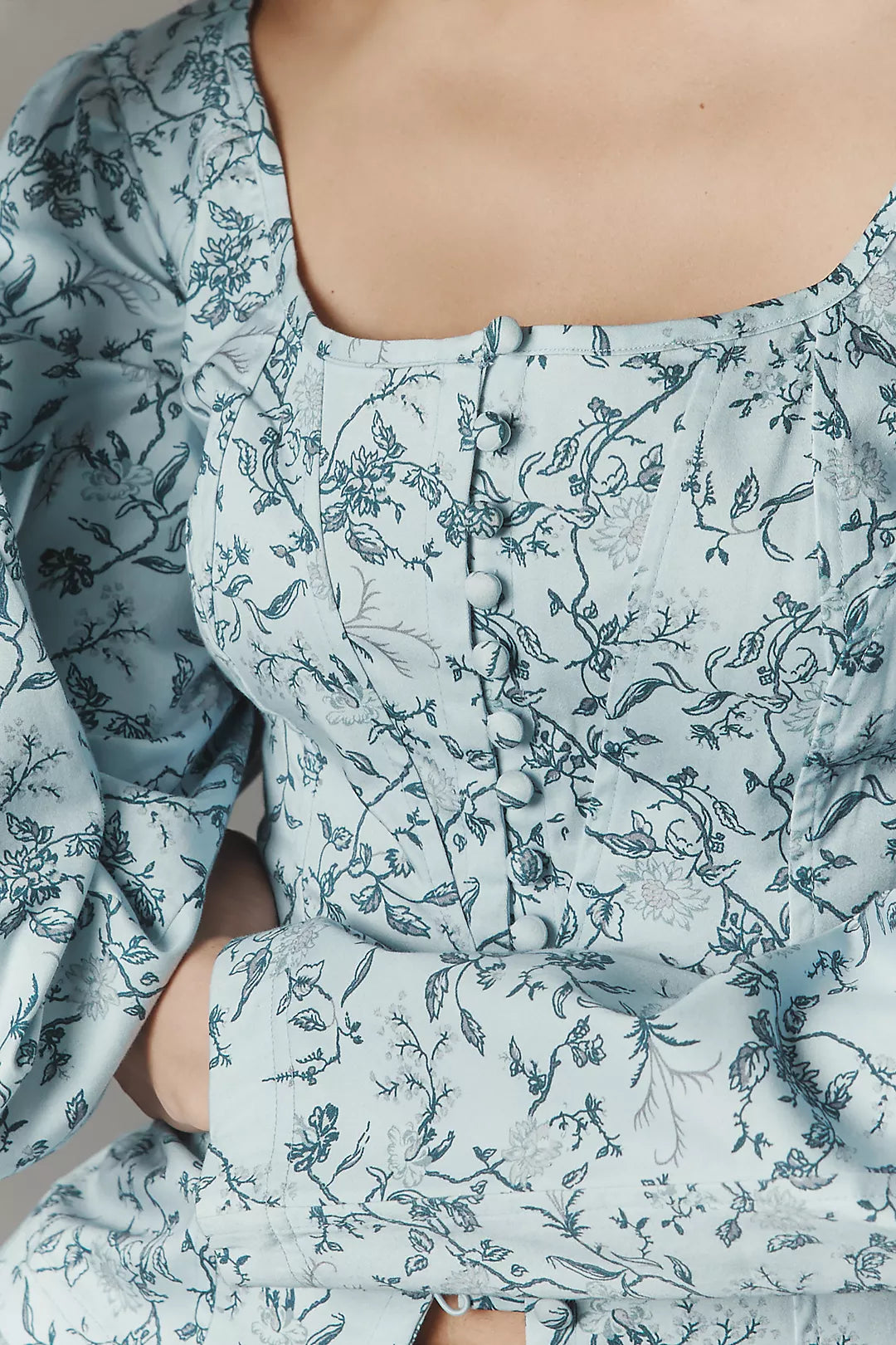 By Anthropologie Waisted Puff-Sleeve Blouse