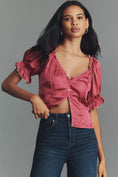 Load image into Gallery viewer, By Anthropologie Puff-Sleeve Ruffle Buttondown Top
