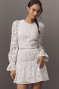 Load image into Gallery viewer, Saylor Marilla Long-Sleeve Eyelet Lace Mini Dress
