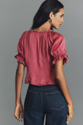 Load image into Gallery viewer, By Anthropologie Puff-Sleeve Ruffle Buttondown Top
