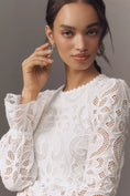 Load image into Gallery viewer, Saylor Marilla Long-Sleeve Eyelet Lace Mini Dress
